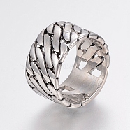 304 Stainless Steel Finger Rings, Wide Band Rings, Antique Silver, 17~21mm(RJEW-G091-13)