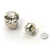 Stainless Steel Magnetic Ear Studs with Rhinestone, Flat Round, Crystal, about 6mm in diameter, 6mm thick, 12pairs/board(EJEW-I054C-06)
