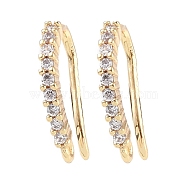 Brass Micro Pave Cubic Zirconia Earring Hooks, Fishhook, Golden, 14x9x2mm, Hole: 1mm(KK-U008-15G)