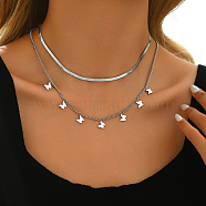 Silver Double Layer Butterfly Hip-hop Sweet Design Collarbone Chain Women's Fashion Necklace.(MM9715)