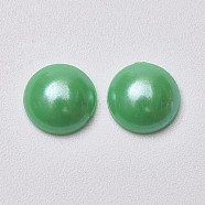 Acrylic Cabochons, Imitated Pearl, Flat Round, Green, 8x3mm(MACR-F069-8mm-FP48)