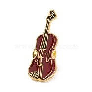 Violin Enamel Pin, Musical Instrument Alloy Brooch for Backpack Clothes, Golden, Dark Red, 34x13x1.5mm, Pin: 1mm(JEWB-M022-02)
