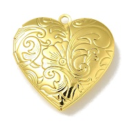 Brass Locket Pendants, Photo Frame Charm, Lead Free & Cadmium Free, Heart, Golden, 29x29x7mm, Hole: 2mm, Inner Diameter: 21x16.5mm(KK-Q019-05G)