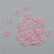 Handmade Polymer Clay Cabochons, Dog Paw, Pink, 5~6.5x5~6.5x6mm(CLAY-WH0005-01B)