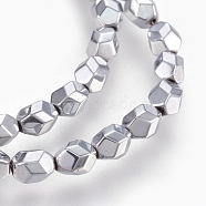 Electroplated Non-magnetic Synthetic Hematite Bead Strand, Oval, Faceted, Platinum Plated, 5x4x4mm, Hole: 0.7mm, about 80pcs/strand, 15.7 inch(40cm)(G-E498-06B-07)