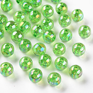 Transparent Acrylic Beads, AB Color Plated, Round, Lawn Green, 8x7mm, Hole: 2mm, about 1745pcs/500g(MACR-S370-B8mm-734)