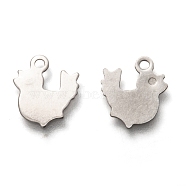 201 Stainless Steel Charms, Laser Cut, Chicken, Stainless Steel Color, 12x11x0.5mm, Hole: 1.4mm(STAS-B001-41P)