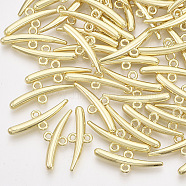 Alloy  2-Loop Link Pendants, Tusk Shape, Light Gold, 27x10x3.5mm, Hole: 1.6mm(X-PALLOY-T067-104LG)