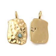 Vacuum Plating 201 Stainless Steel Enamel Pendants, Rectangle with Evil Eye Charm, Real 18K Gold Plated, 23x12.5x3mm, Hole: 3x2mm(STAS-J401-VC919)