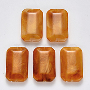 Imitation Gemstone Acrylic Beads, with Glitter Powder, Faceted, Rectangle, Sandy Brown, 39.5x24.5x9mm, Hole: 2mm, about 70pcs/500g(OACR-R075-01D)