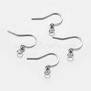 304 Stainless Steel French Earring Hooks, with Horizontal Loop, Flat Earring Hooks, Stainless Steel Color, 16x19x3mm, Hole: 2mm, 22 Gauge, Pin: 0.6mm(STAS-I097-049P)