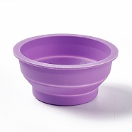 Portable Collapsible Watercolor Paint Brush Washing Water Cup, Foldable Painting Pen Cleaning Bucket, Pigment Mixing Cup, Medium Purple, 9.9x4.4cm, Inner Diameter: 8.65cm(DIY-P072-01A)