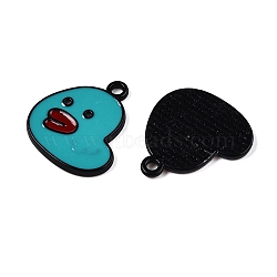 Spray Painted Alloy Enamel Pendants, Cadmium Free & Lead Free, Chick Charm, Medium Turquoise, 18x16.5x1.5mm, Hole: 1.6mm(ENAM-T020-28-RS)