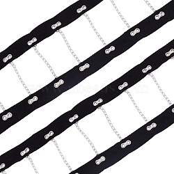 2 Yards Steel Riveted Hook & Eye Tape with Iron Chain, Steam Punk Style Costume Edge Trimming, Black, 9x0.25cm(FIND-BC0004-51)
