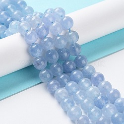 Dyed Natural Malaysia Jade Beads Strands, Round, Cornflower Blue, 8mm, Hole: 1.2mm, about 23pcs/strand, 7.28 inch(18.5cm)(X-G-G021-02B-07)