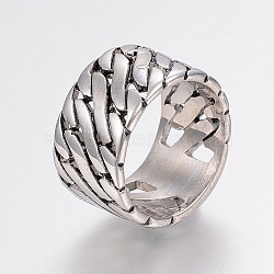 304 Stainless Steel Finger Rings, Wide Band Rings, Antique Silver, 17~21mm(RJEW-G091-13)