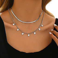 Silver Double Layer Butterfly Hip-hop Sweet Design Collarbone Chain Women's Fashion Necklace.(MM9715)