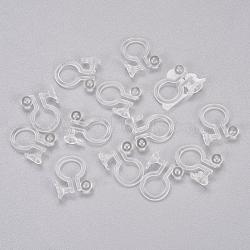 Clear Plastic Clip-on Earring Converter, for DIY Non Pierced Earring, 11.5x9x1mm, Hole: 0.8mm(X-KY-P005-01)