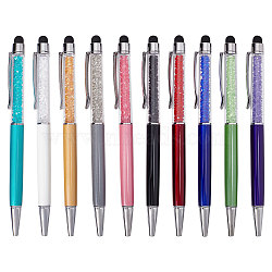 10Pcs 10 Colors Silicone & Plastic Touch Screen Pen, Aluminum Ball Pen, with Transparent Resin Diamond Shape Beads, Mixed Color, 146x13x10mm, 1pc/color(AJEW-GF0006-80)