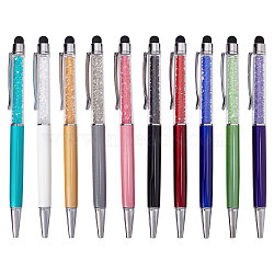 Gorgecraft 10Pcs 10 Colors Silicone & Plastic Touch Screen Pen, Aluminum Ball Pen, with Transparent Resin Diamond Shape Beads, Mixed Color, 146x13x10mm, 1pc/color(AJEW-GF0006-80)