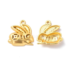 Rack Plating Alloy Pendants, Cadmium Free & Lead Free & Nickle Free, Rabbit Charm, Matte Gold Color, 19.5x18x4mm, Hole: 1.6mm(FIND-I036-36MG)