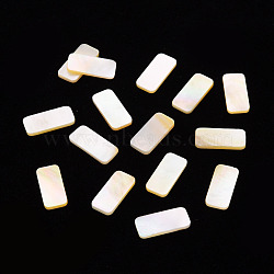 Natural Yellow Shell Cabochons, Rectangle, Seashell Color, 11x5x1mm(SSHEL-T014-35)