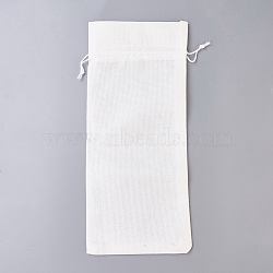 Imitation Burlap Pouches, Bottle Bag, Drawstring Bags, White, 34~35x14~15cm(ABAG-WH0012-A09)