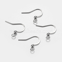 Tarnish Resistant 304 Stainless Steel French Earring Hooks, with Horizontal Loop, Flat Earring Hooks, Stainless Steel Color, 16x19x3mm, Hole: 2mm, 22 Gauge, Pin: 0.6mm(STAS-I097-049P)