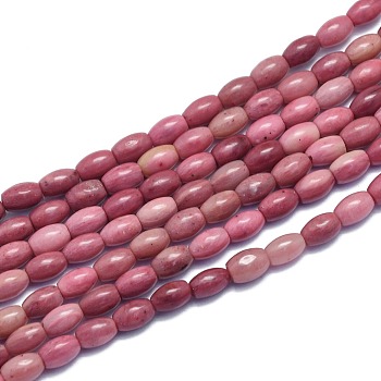 Natural Rhodonite Beads Strands, Rice, 6.5~7x4~4.5mm, Hole: 0.6mm, about 57pcs/Strand, 14.96 inch(38cm)