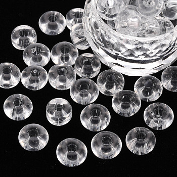 Transparent Glass Beads, Flat Round, Clear, 10x5~6mm, Hole: 2.5mm, about 600pcs/Pound