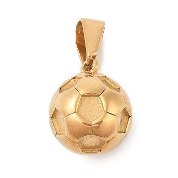 304 Stainless Steel Pendants, Football Charm, Golden, 17~18.5x13.5x13.5mm, Hole: 9.5x4.5mm