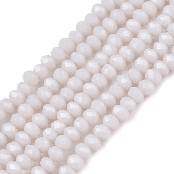 Opaque Solid Color Imitation Jade Glass Beads Strands, Faceted, Rondelle, Light Grey, 2.3~2.7x1.5mm, Hole: 0.4mm, about 150~155pcs/strand, 32~33cm