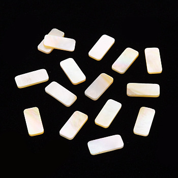 Natural Yellow Shell Cabochons, Rectangle, Seashell Color, 11x5x1mm