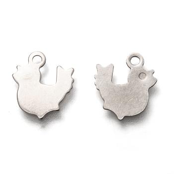 201 Stainless Steel Charms, Laser Cut, Chicken, Stainless Steel Color, 12x11x0.5mm, Hole: 1.4mm