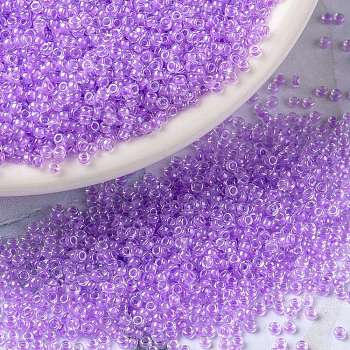 MIYUKI Round Rocailles Beads, Japanese Seed Beads, (RR222) Orchid Lined Crystal, 15/0, 1.5mm, Hole: 0.7mm, about 27777pcs/50g