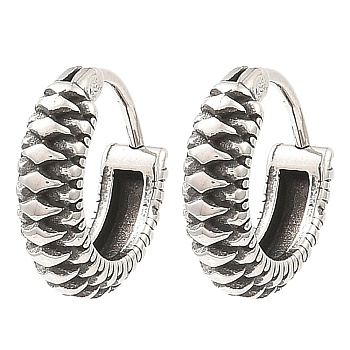 316 Surgical Stainless Steel Hoop Earrings, Antique Silver, 14.5x15.5x4mm