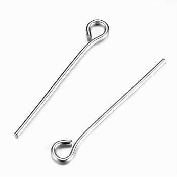 304 Stainless Steel Eye Pin, Stainless Steel Color, 20mm, Hole: 1.9x2mm, Pin: 0.7mm
