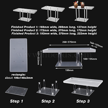3 tailles de présentoirs à gâteaux rectangulaires en acrylique(ODIS-WH0329-59)-2