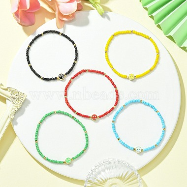 5Pcs 5 Colors Glass Seed Beads Beaded Stretch Bracelets Sets(BJEW-TA00322)-4