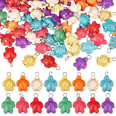 Platinum Mixed Color Tortoise Synthetic Turquoise Pendants