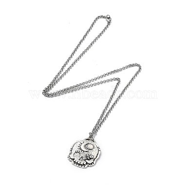 Skull Rhinestone Pendant Necklaces with Rolo Chains(NJEW-F309-10)-2