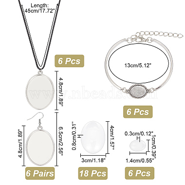 DIY Blank Oval Alloy Jewelry Set Making Kits(SJEW-AB00001)-2