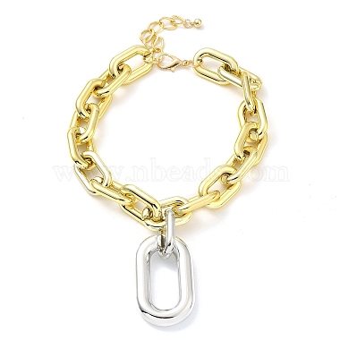 colliers à pendentif ovale en aluminium(NJEW-P289-01G)-2