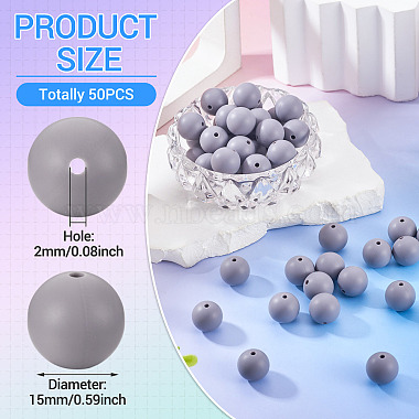 50個の食品グレードの環境に優しいシリコーンビーズ(SIL-TA0002-89B)-4