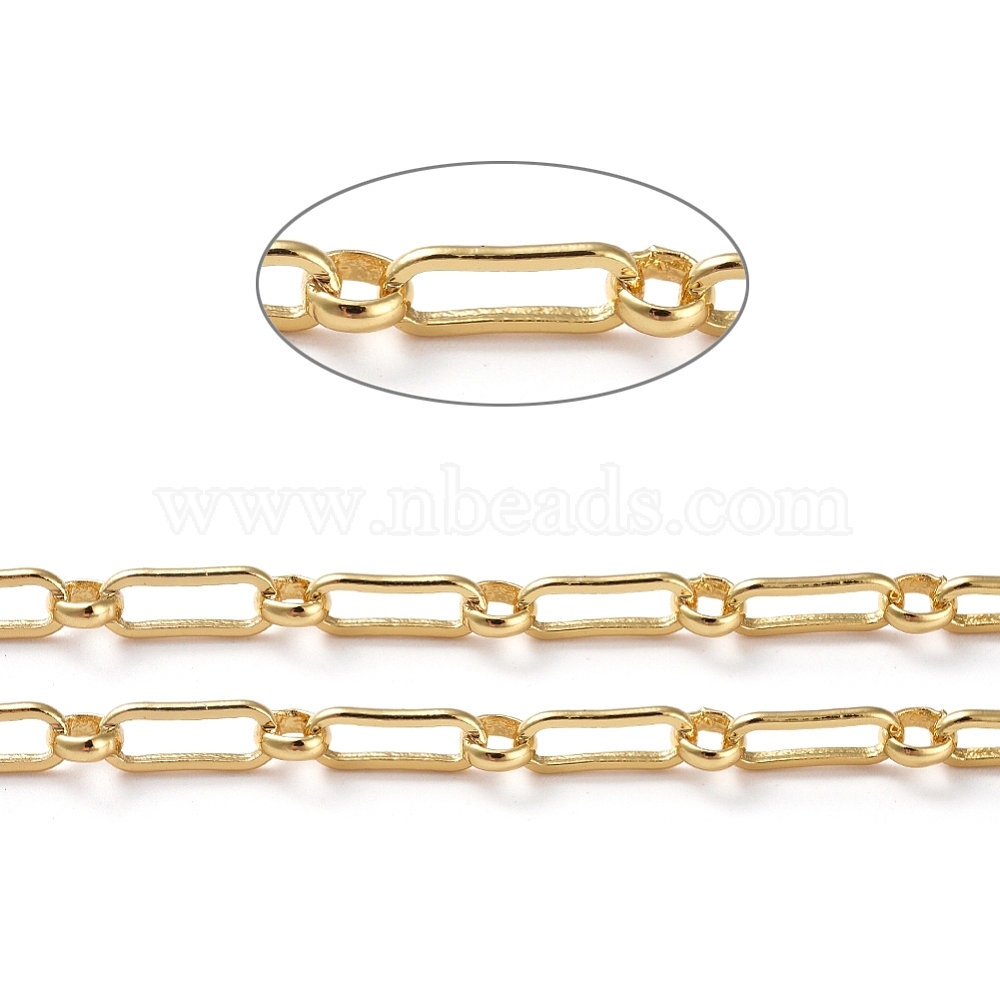 10m/roll 18K Gold Plated Flat Round Link Soldered Brass Link Cable Chains Spool