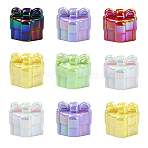 10Pcs UV Plating Iridescent Acrylic with Rhinestone Beads, Gift, Mixed Color, 19x20.5x21mm, Hole: 2.5mm(OACR-YW0003-69)