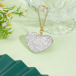 Heart Polymer Clay Rhinestone with Resin Cup Charms, with 304 Stainless Steel Chain, Platinum & Golden, 125mm(AJEW-LP00018)