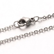 304 Stainless Steel Cable Chain Necklaces, with Lobster Claw Clasps, Stainless Steel Color, 19.70 inch(50cm).(NJEW-M124-02P-01)