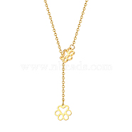 Stainless Steel Lariat Necklaces, Dog Paw Print, Real 18K Gold Plated, 27.56 inch(70cm)(PX8402-1)