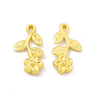Rack Plating Alloy Pendants, Cadmium Free & Lead Free & Nickle Free, Flower Charms, Matte Gold Color, 18.5x10x2mm, Hole: 1mm(FIND-G045-15MG)